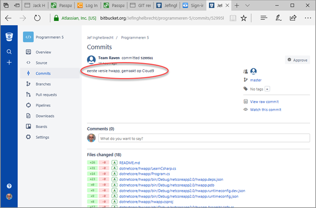 Cloud9 to Bitbucket Check repo was pushed